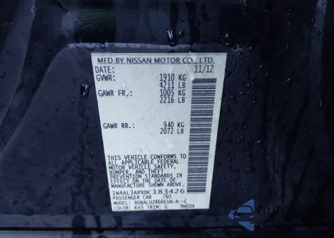 2013 Nissan Altima 2.5 Sv from USA, damaged, VIN 1N4AL3APXDC183426